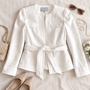 Classiques Entier White Tie-Waist Cotton Jacket | Effortless Quiet Luxury